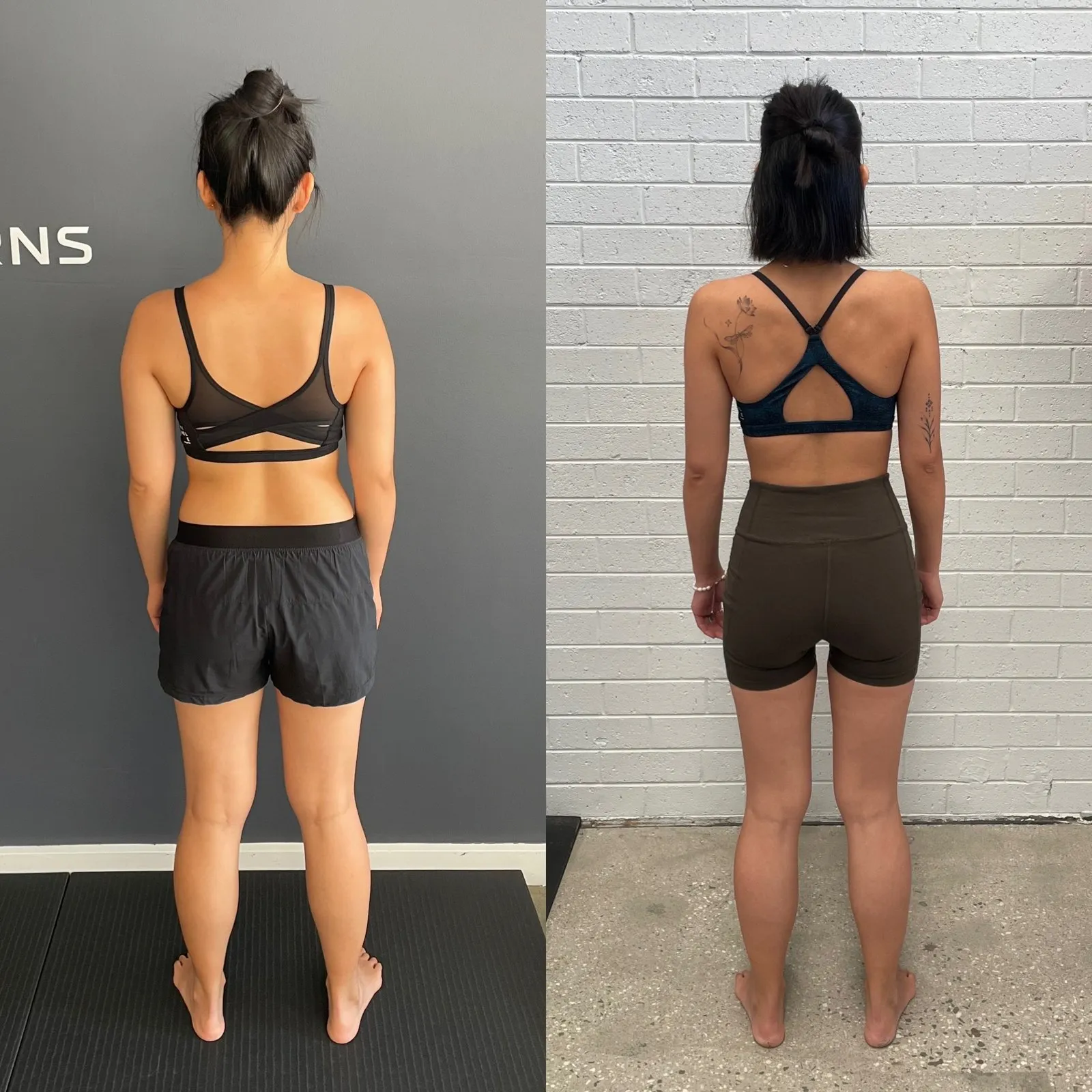 Daena before and after, back view