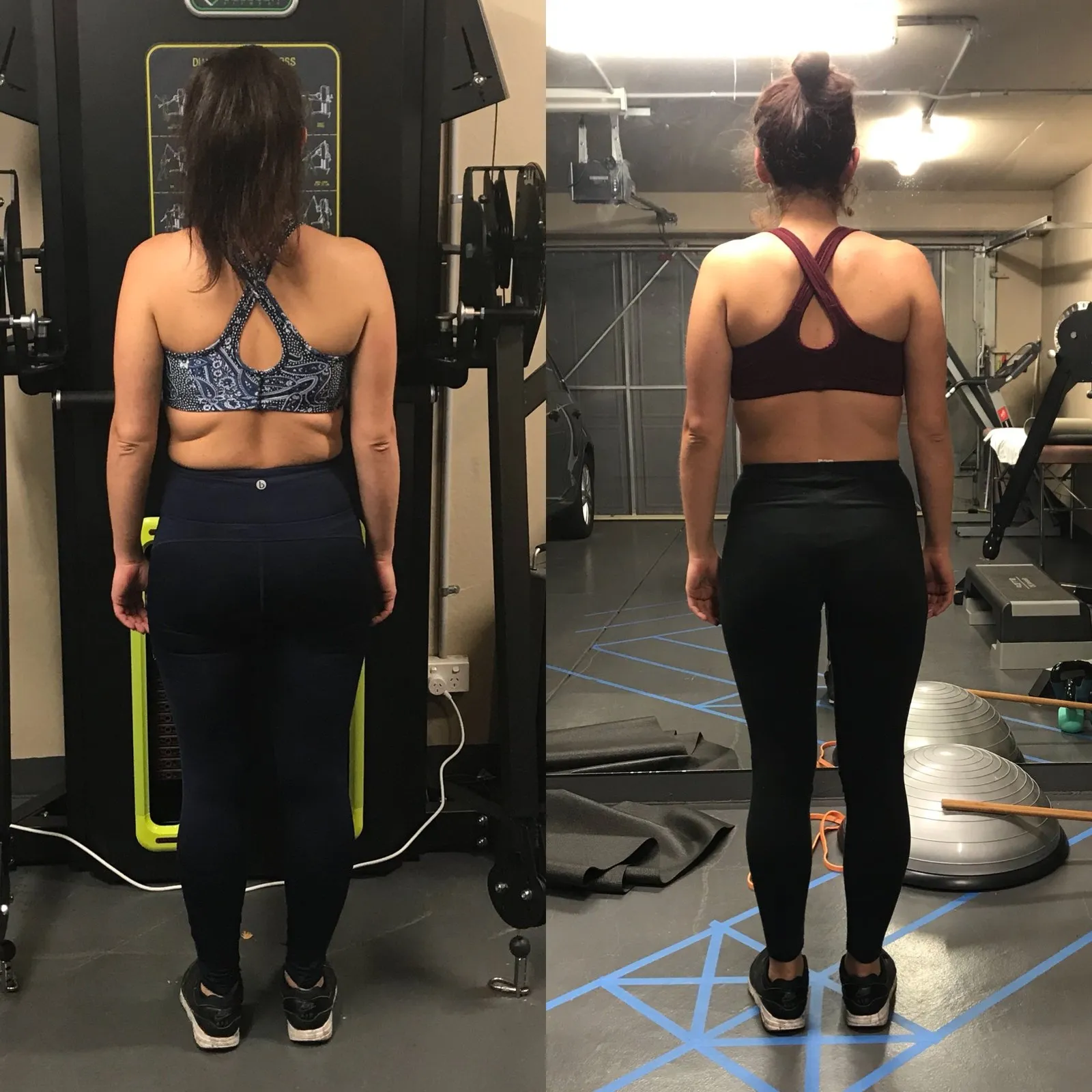 Elena before and after, back view