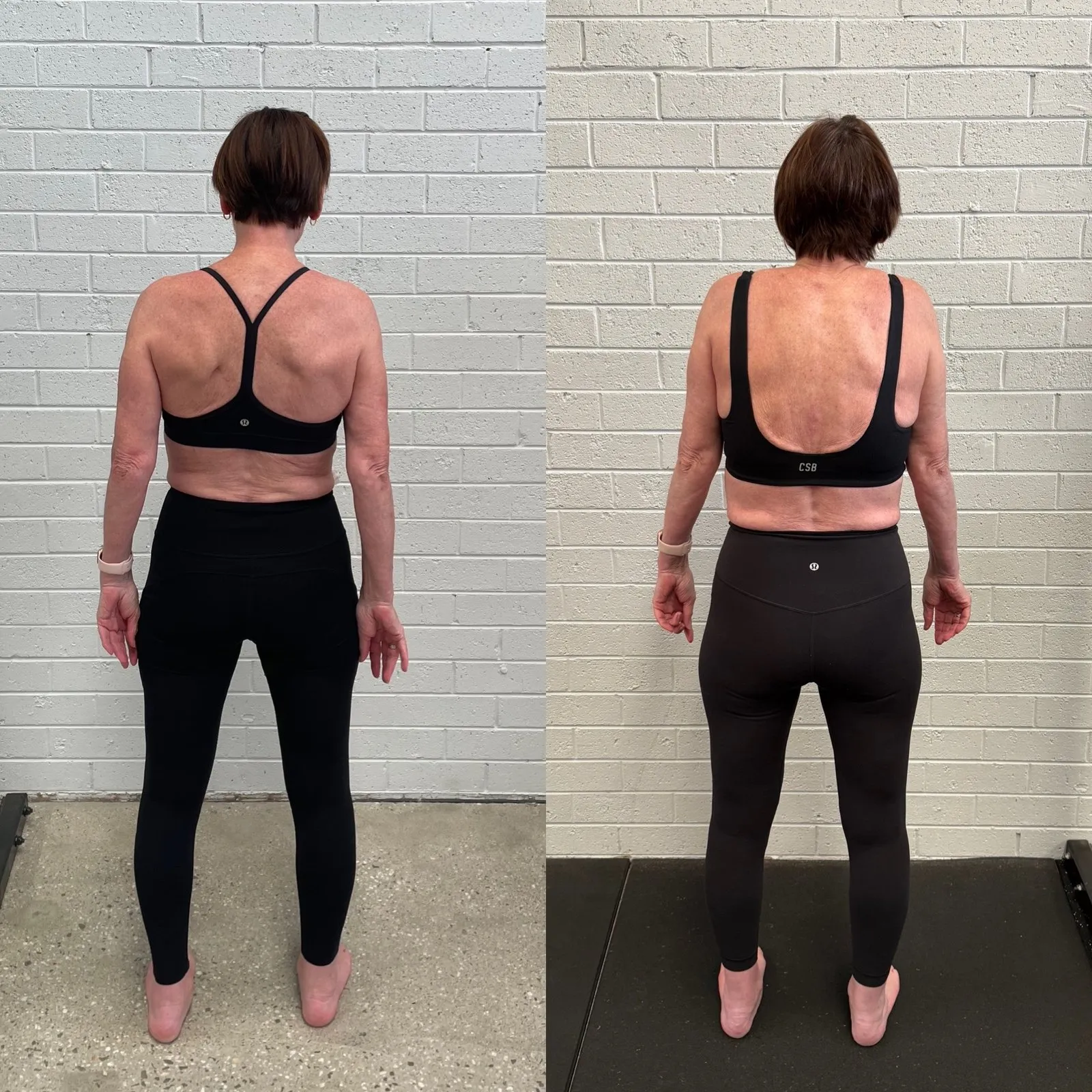 Julie before and after, back view