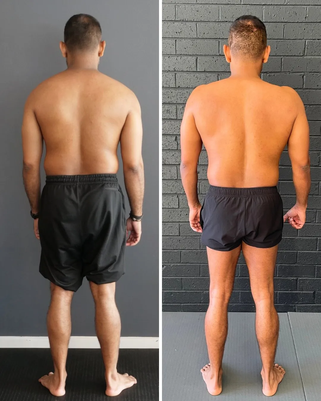 Sean before and after, back view