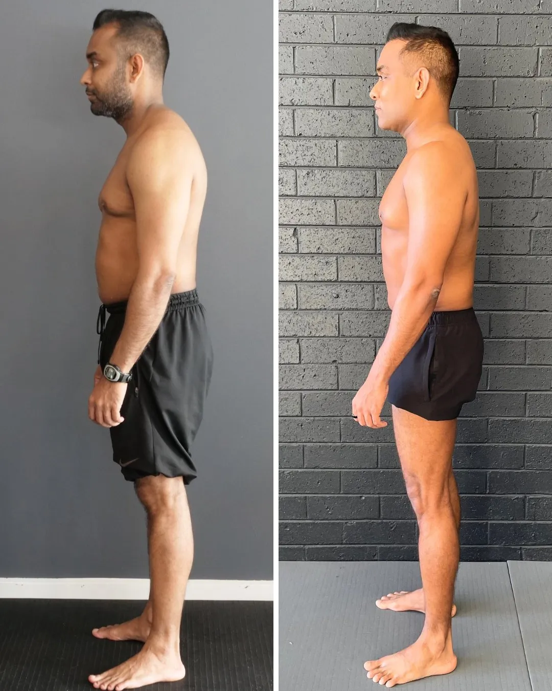 Sean before and after, side view